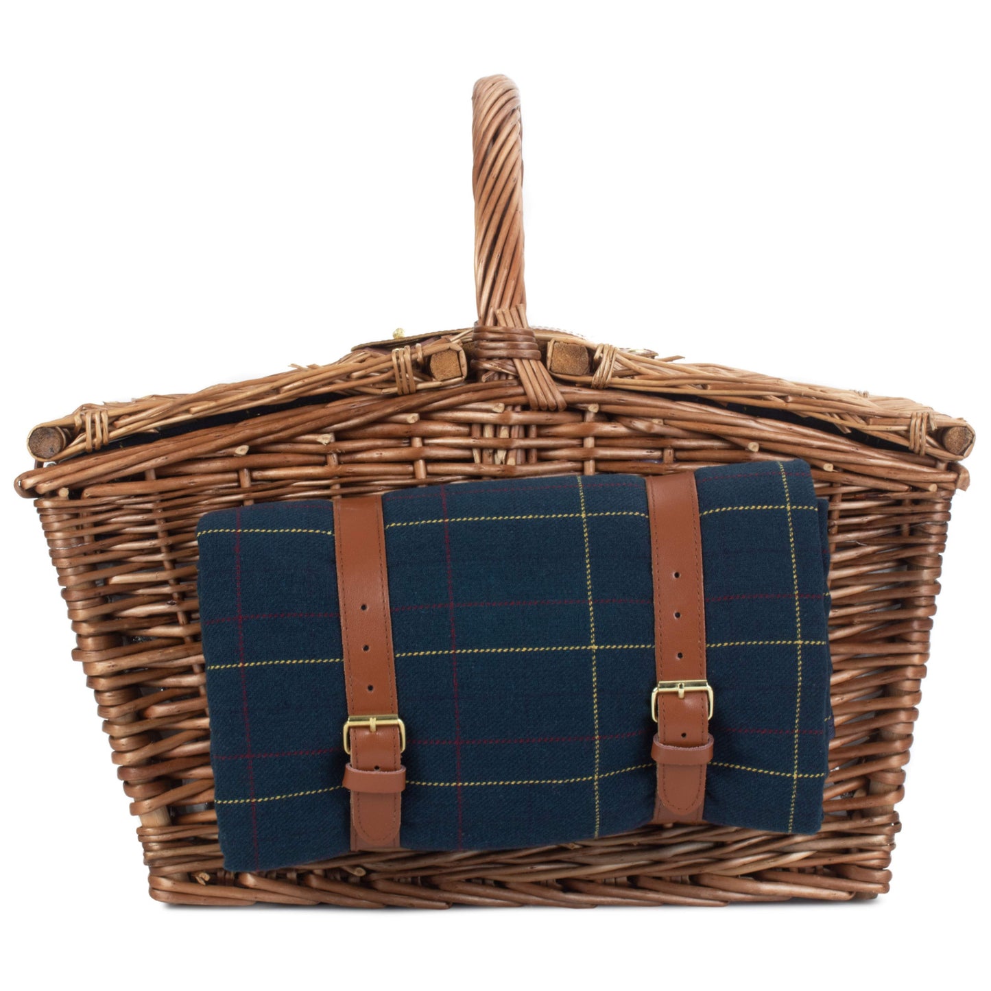 Elegant 4 Person Blue Tweed Hamper