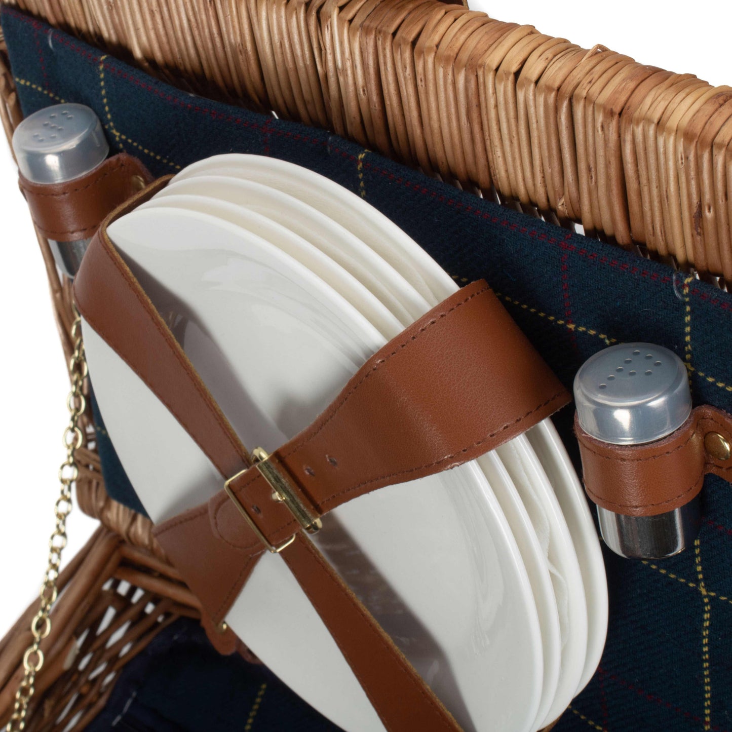 Elegant 4 Person Blue Tweed Hamper