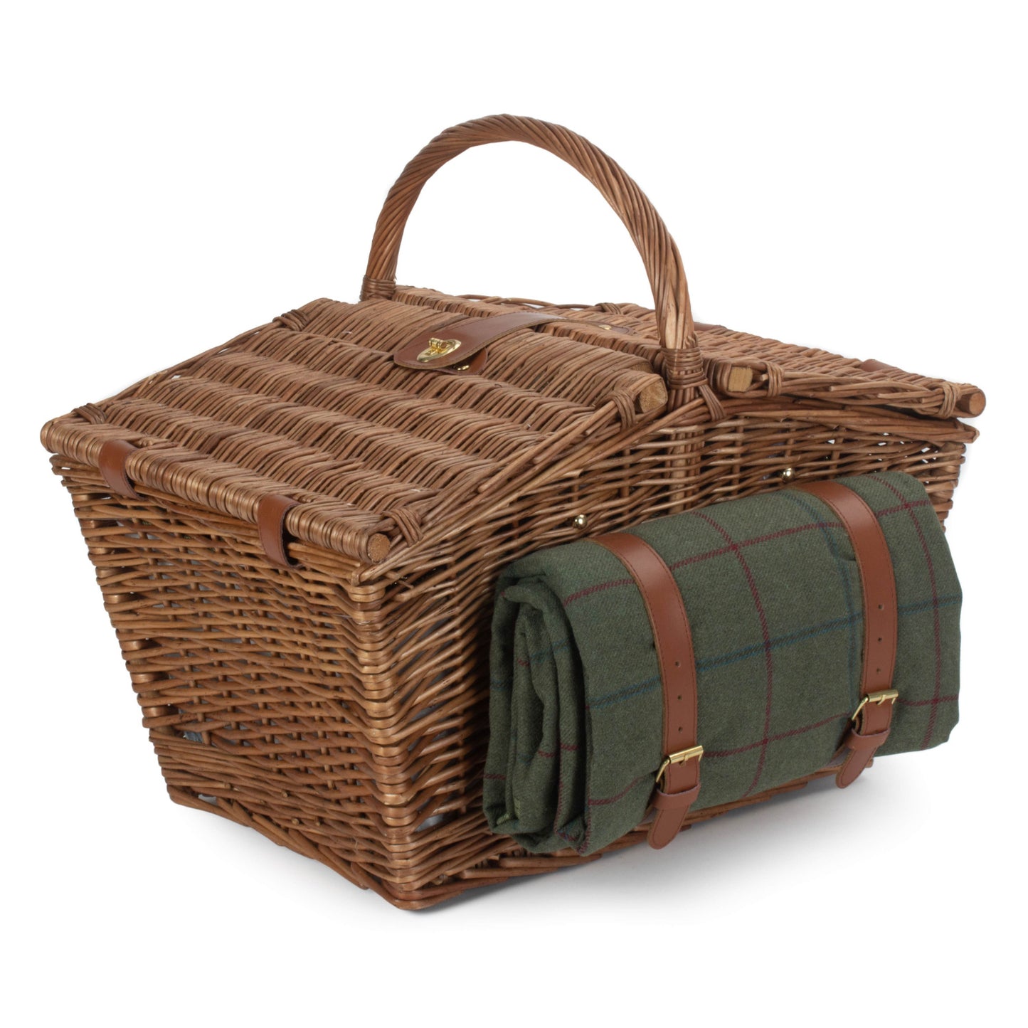 Elegant 4 Person Green Tweed Hamper