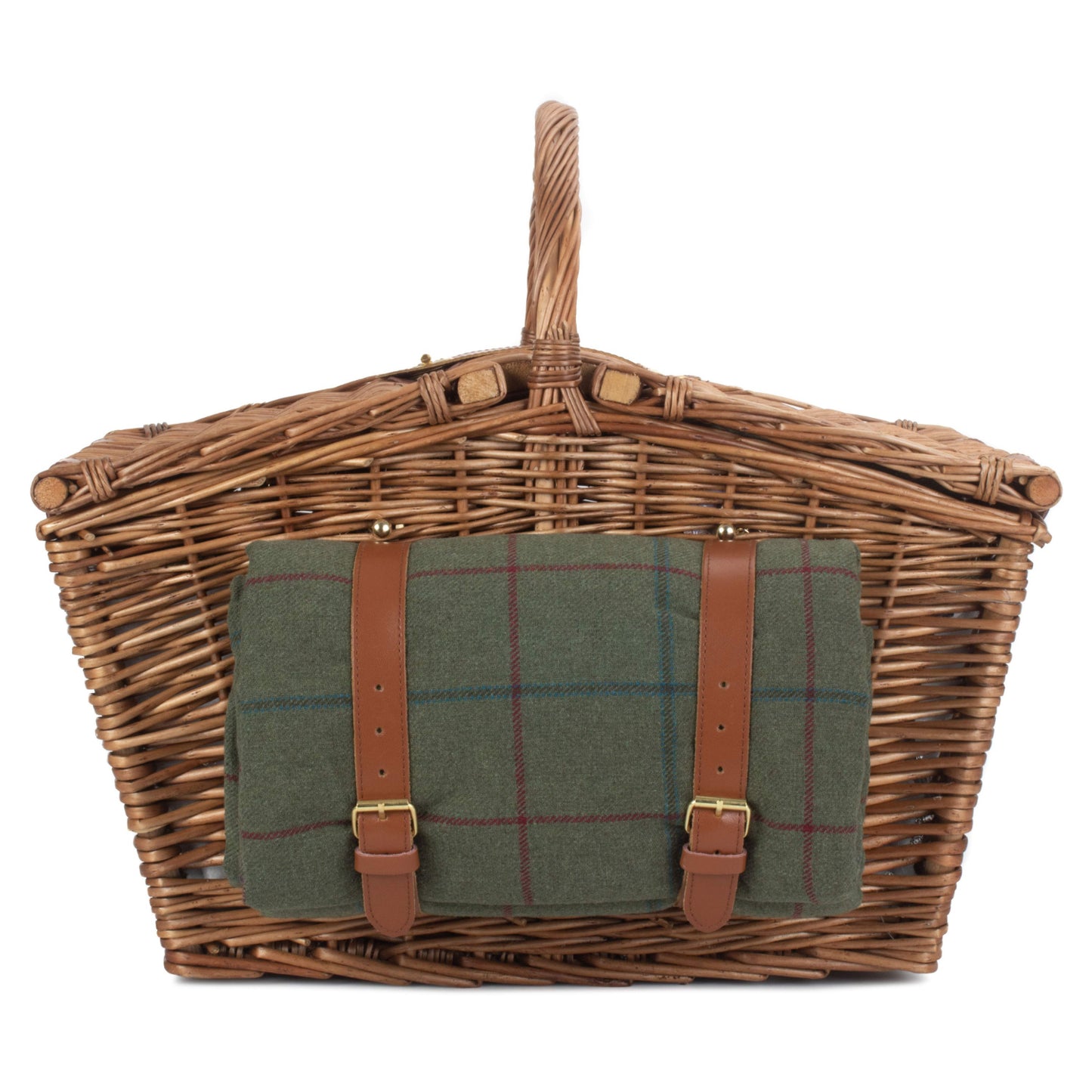 Elegant 4 Person Green Tweed Hamper