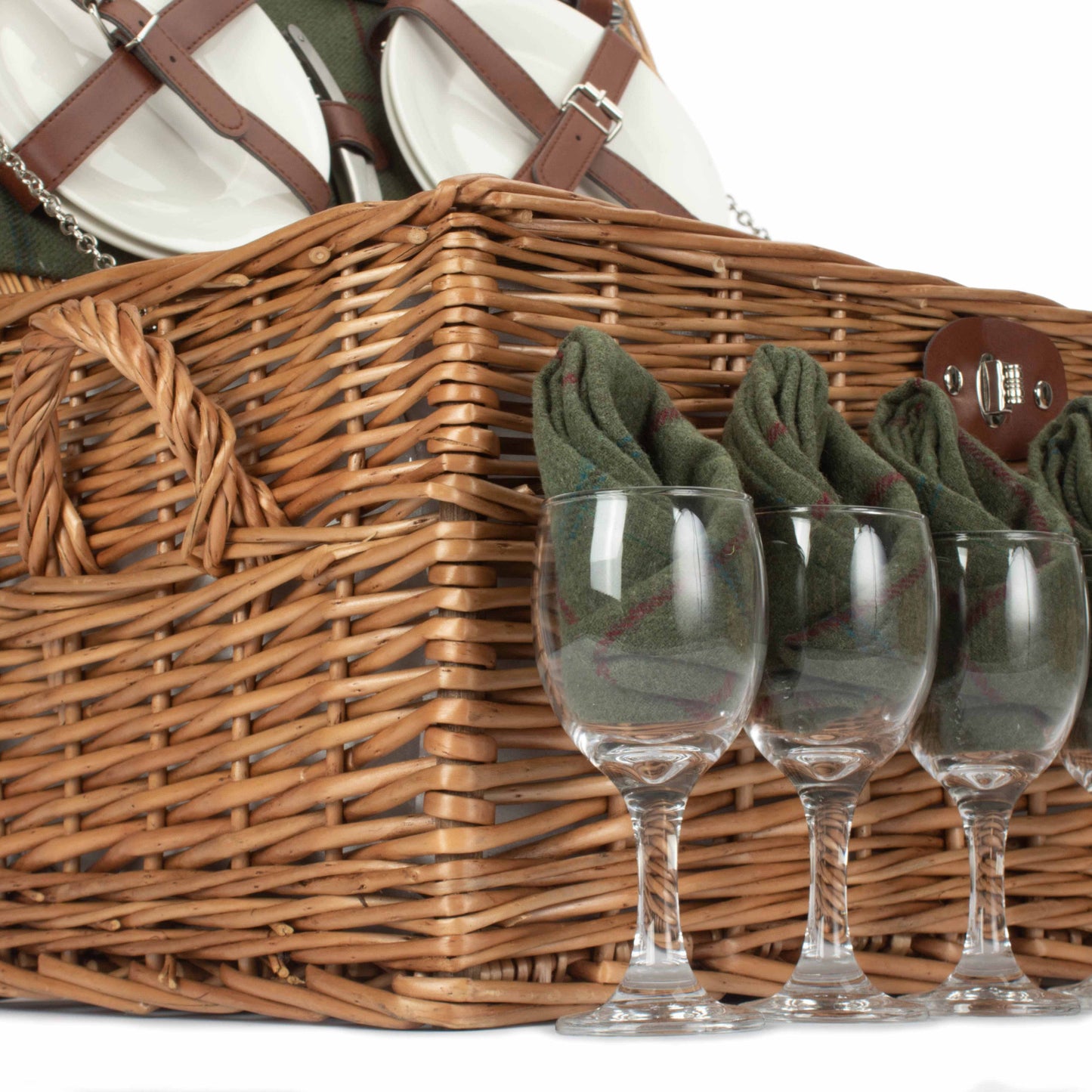 4 Person Green Tweed Chest Hamper