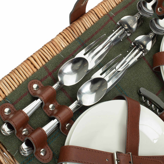 4 Person Green Tweed Chest Hamper