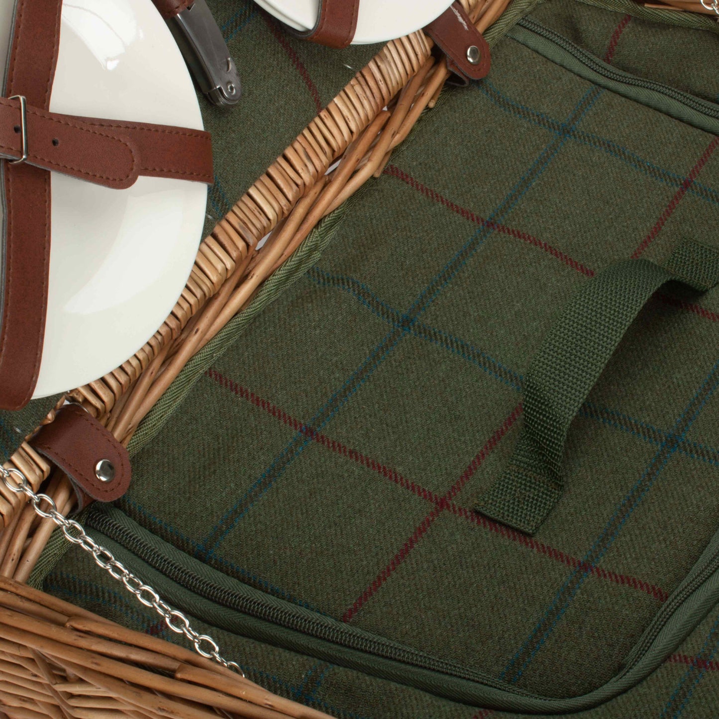 4 Person Green Tweed Chest Hamper