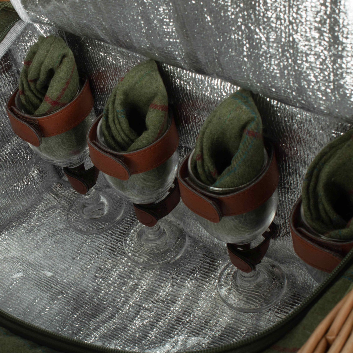 4 Person Green Tweed Chest Hamper