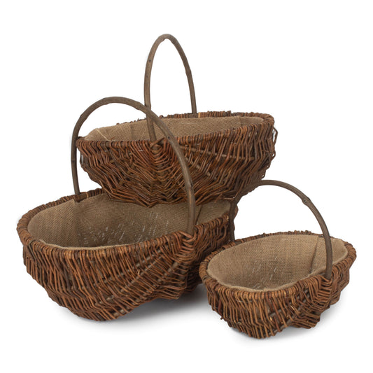 Oval Unpeeled Willow Garden Trug Set 3