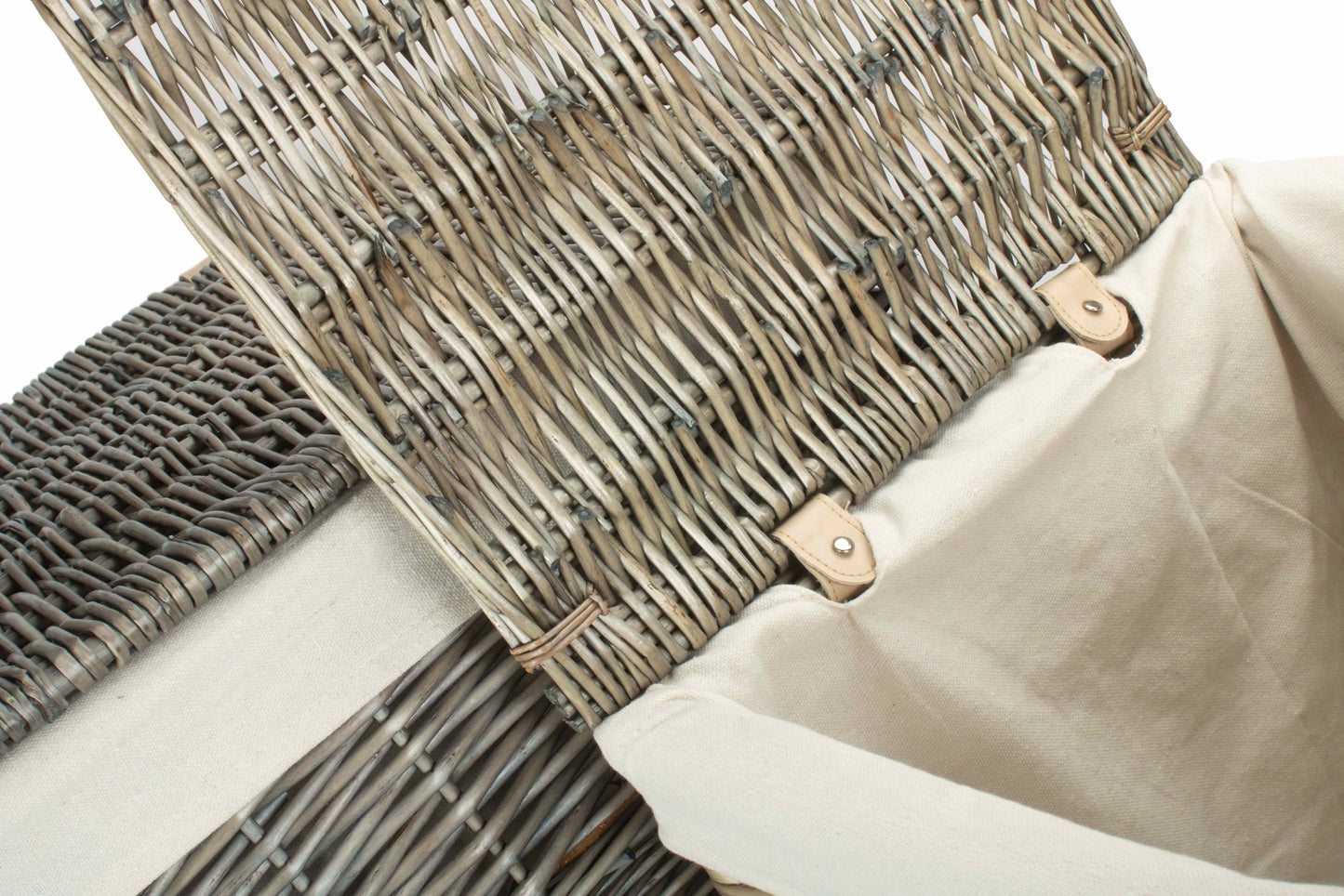 Antique Wash Willow Square Laundry Basket with White Lining Set 2