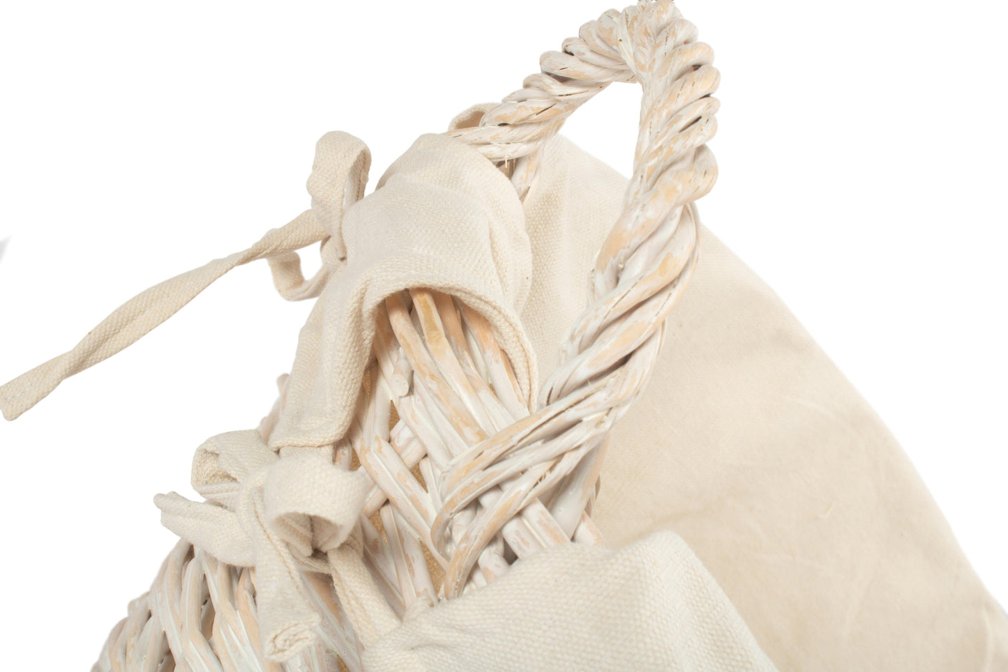 White Wash Willow Washing Basket with White Lining