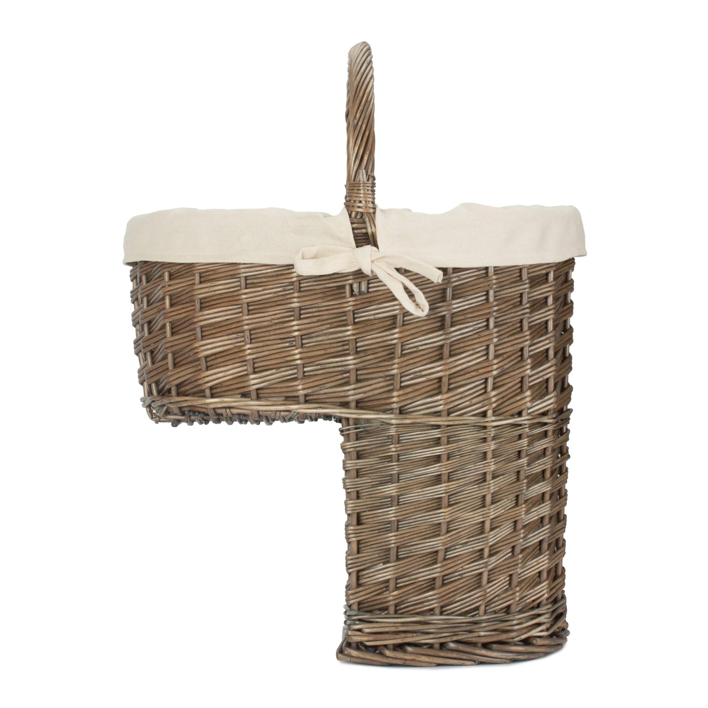 Antique Wash Willow Stairs Basket with White Lining