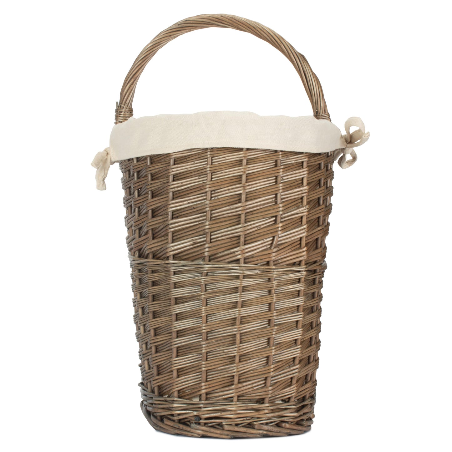Antique Wash Willow Stairs Basket with White Lining