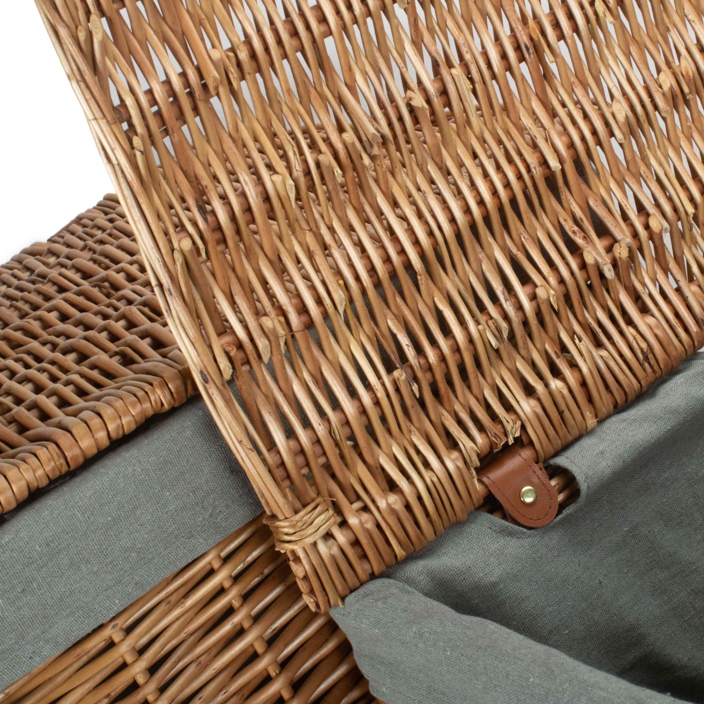 Light Steamed Willow Square Laundry Basket with Grey Sage Lining Set 2