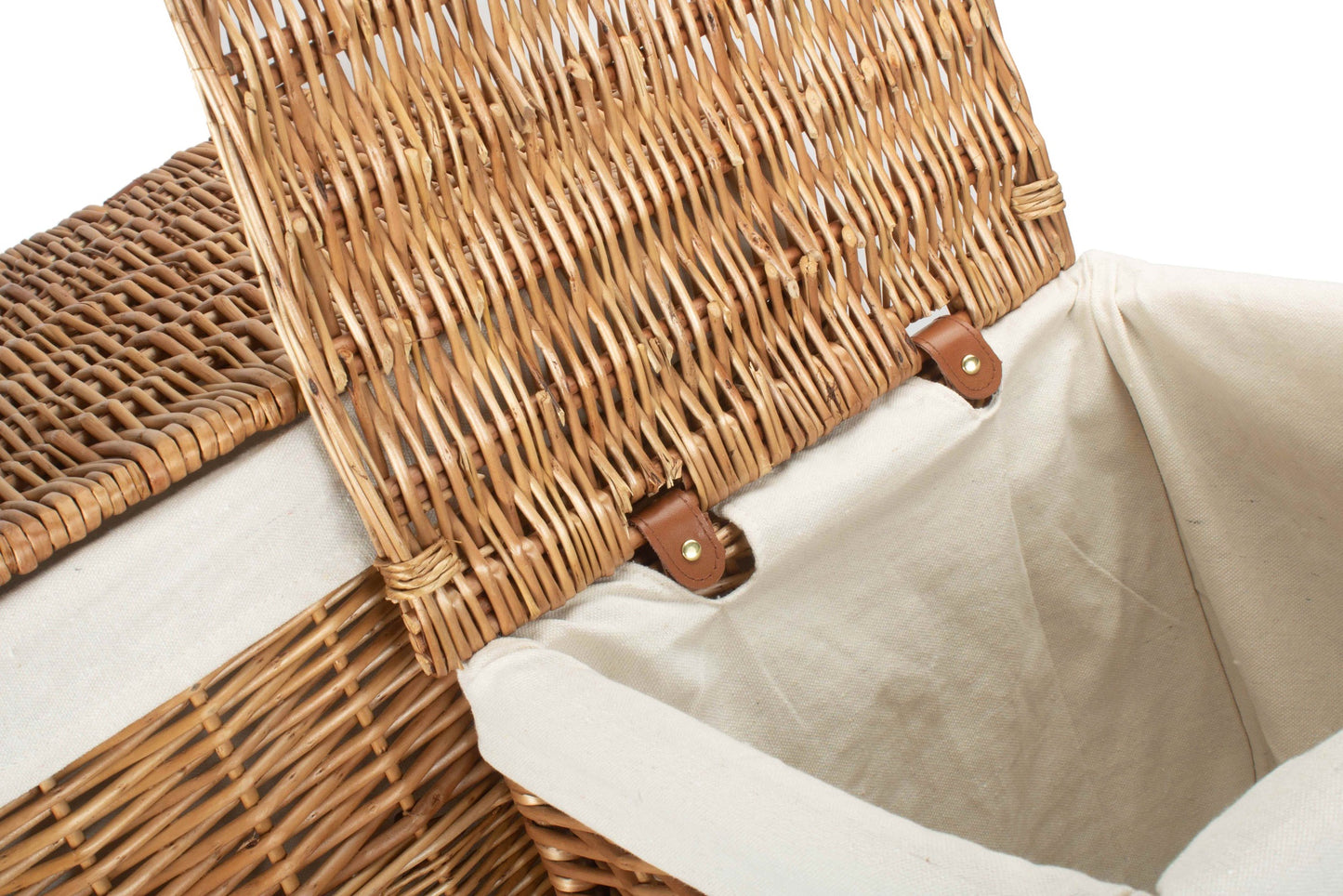 Light Steamed Willow Square Laundry Basket with White Lining Set 2