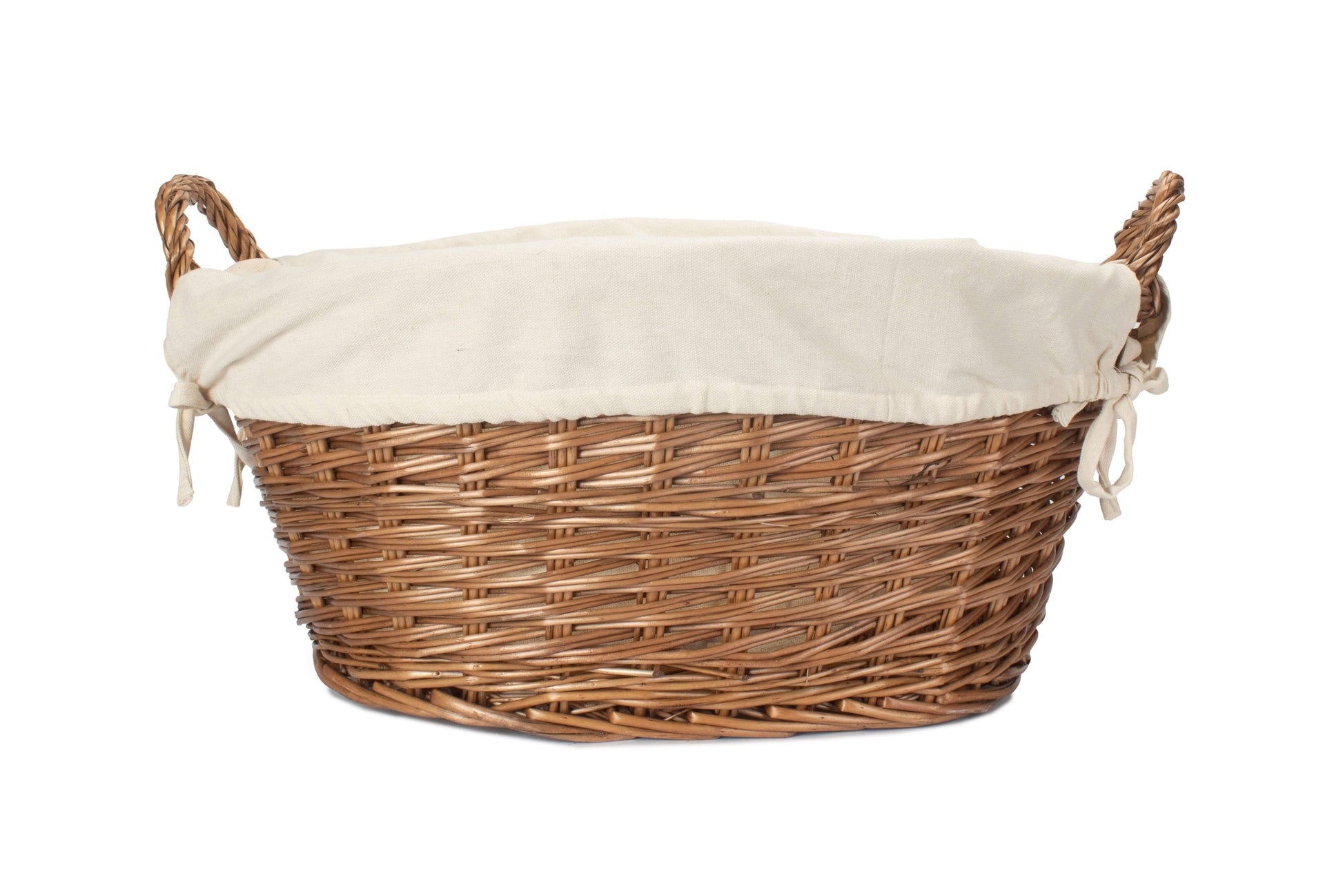 Light Steamed Willow Washing Basket with White Lining