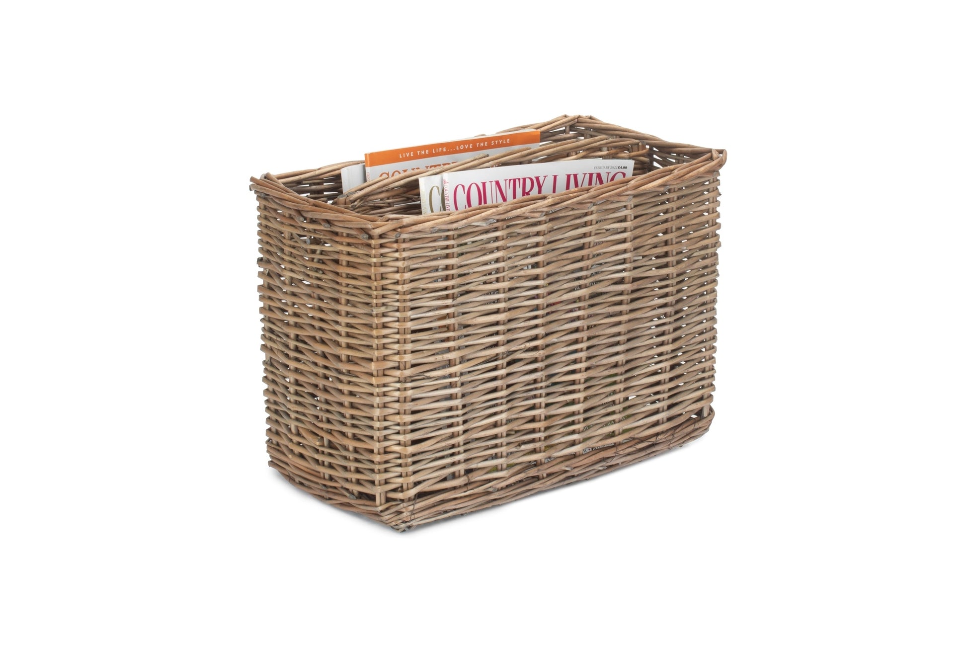 Tall Antique Wash Willow Magazine Rack