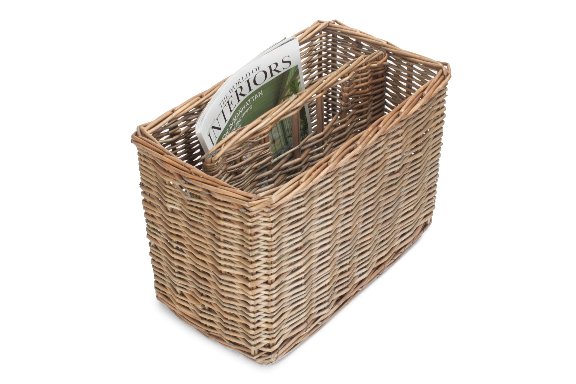 Tall Antique Wash Willow Magazine Rack