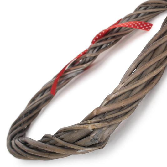 Slim Heart Willow Wreath with Red Spotty Ribbon