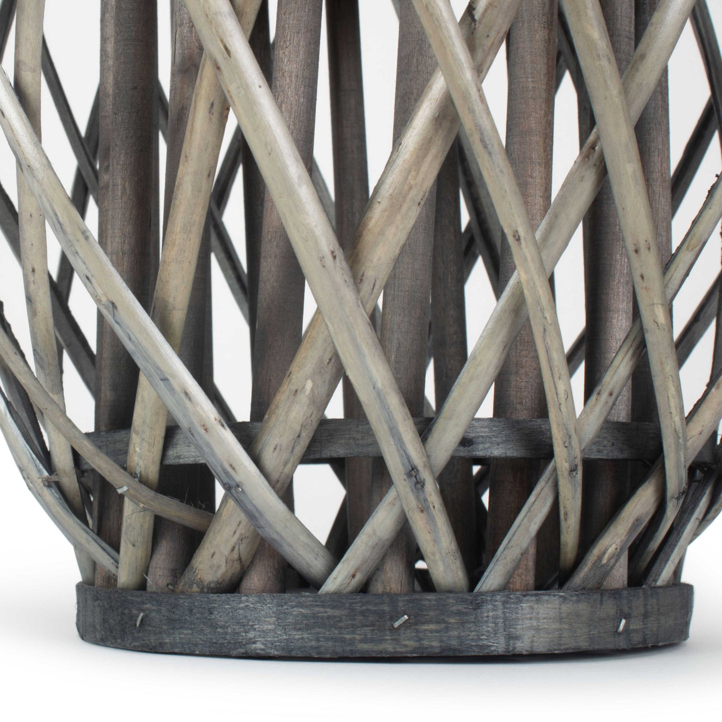 Grey Wash Willow Candle Lantern