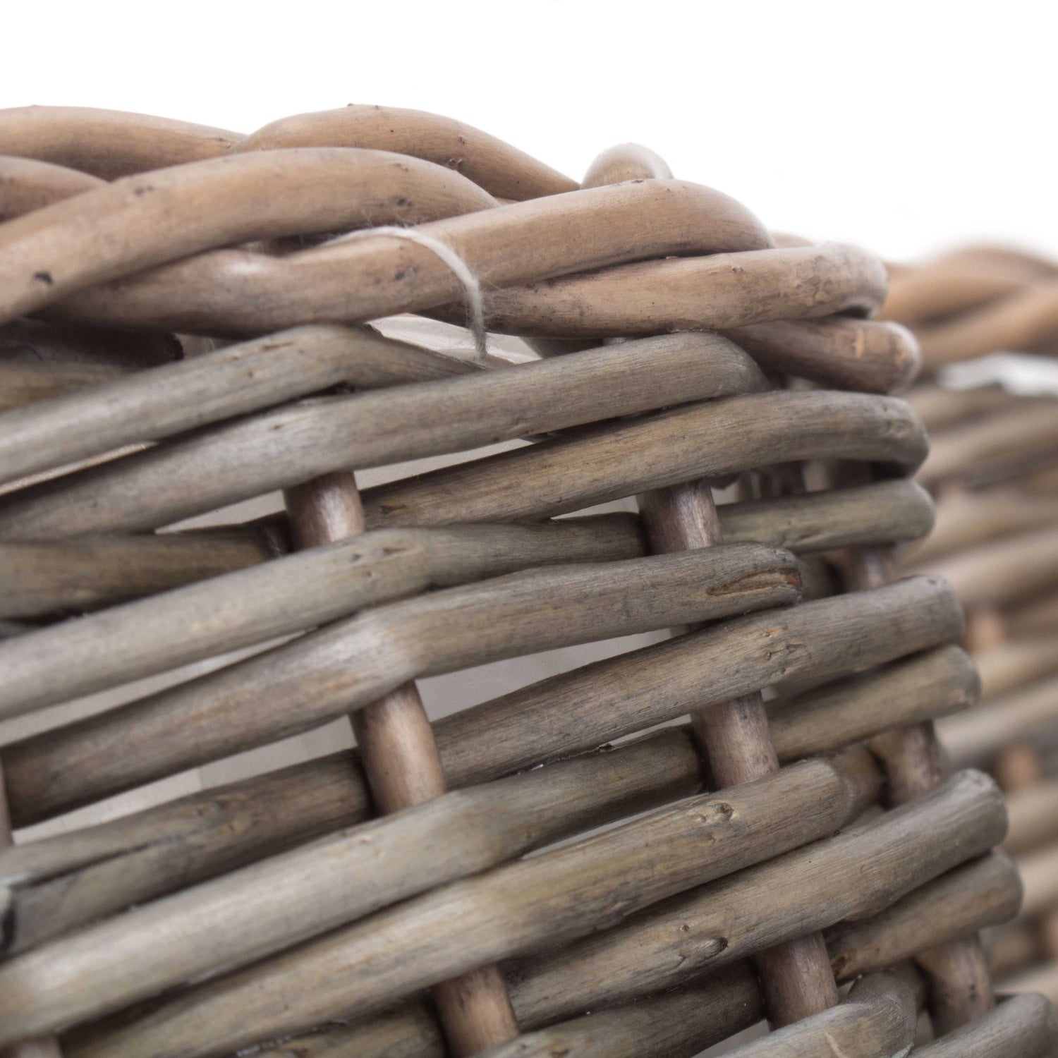 Round Antique Wash Lined Willow Planter Set 3