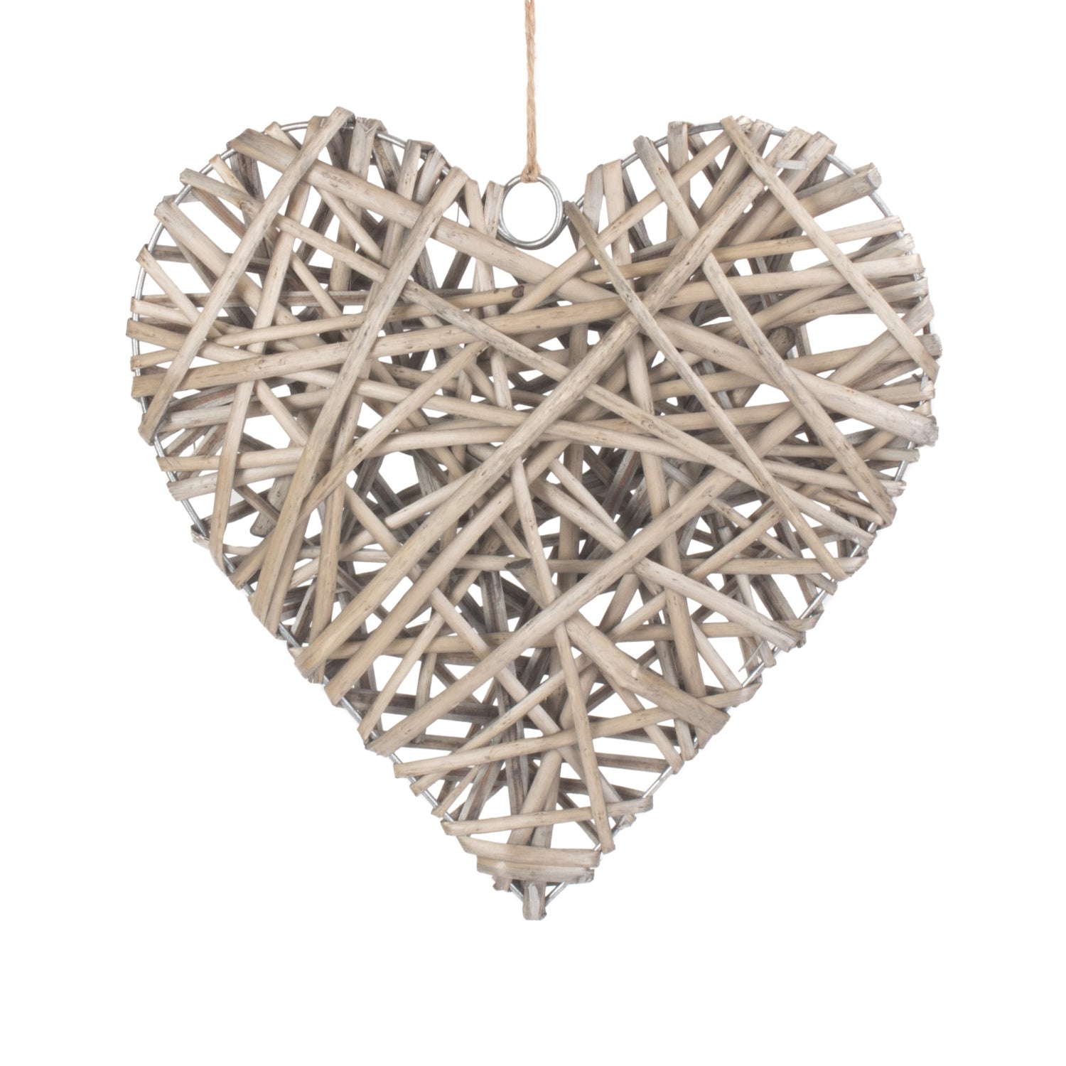 Full Antique Wash Willow Heart Wreath - Large