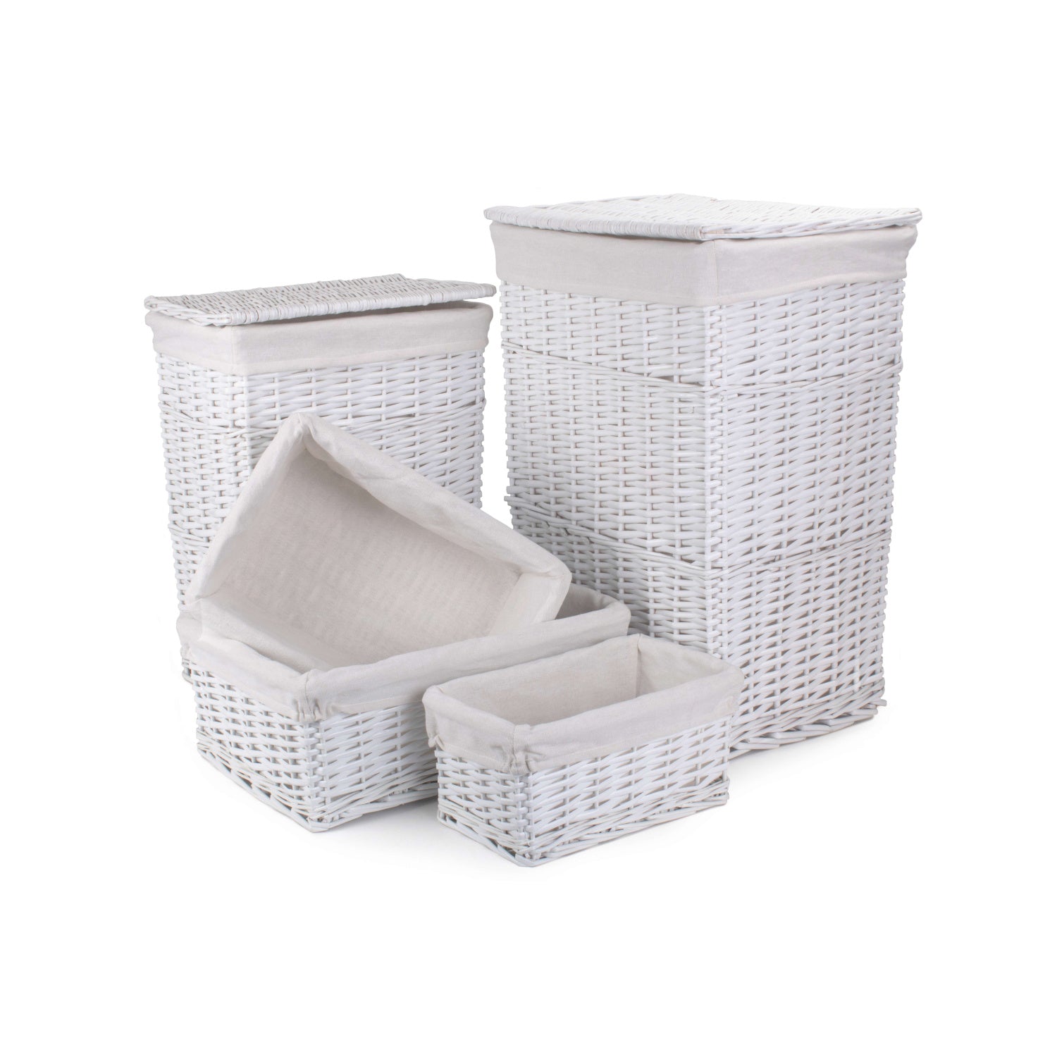 White linen laundry sale basket