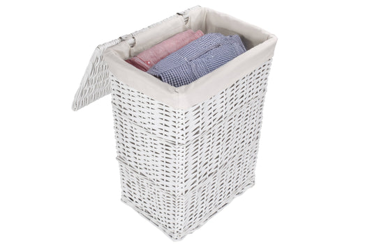 White Wicker Laundry Hamper Basket - Small