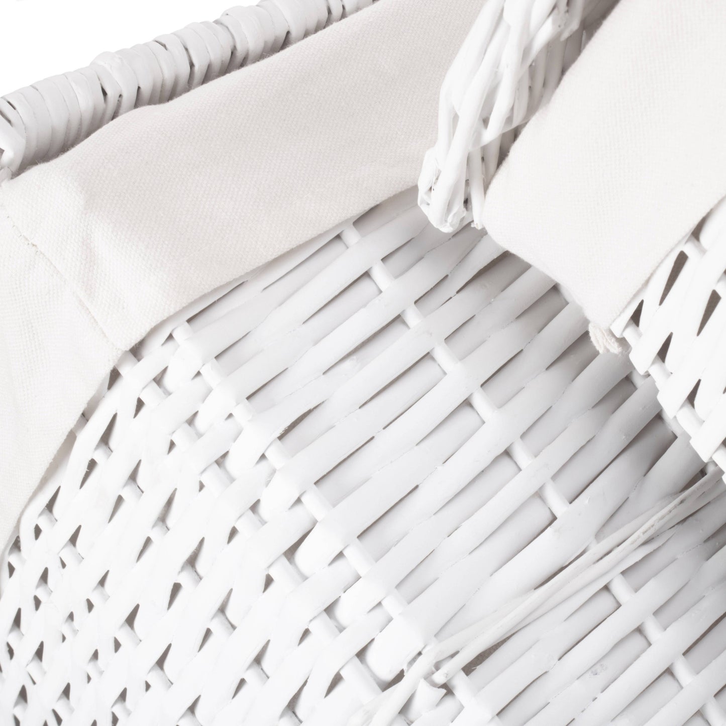 White Wicker Laundry Linen Hamper Basket Set 2