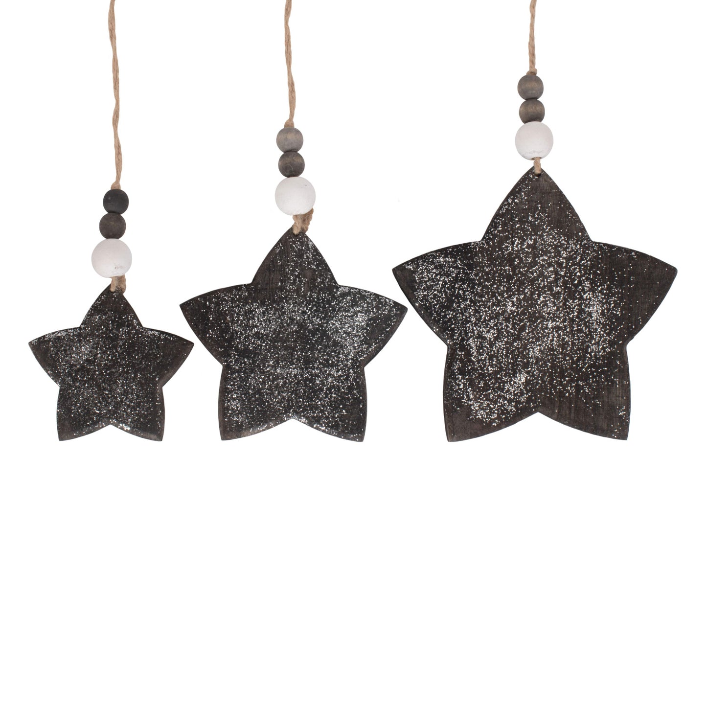 Set 3 Hanging Glitter Star Decorations