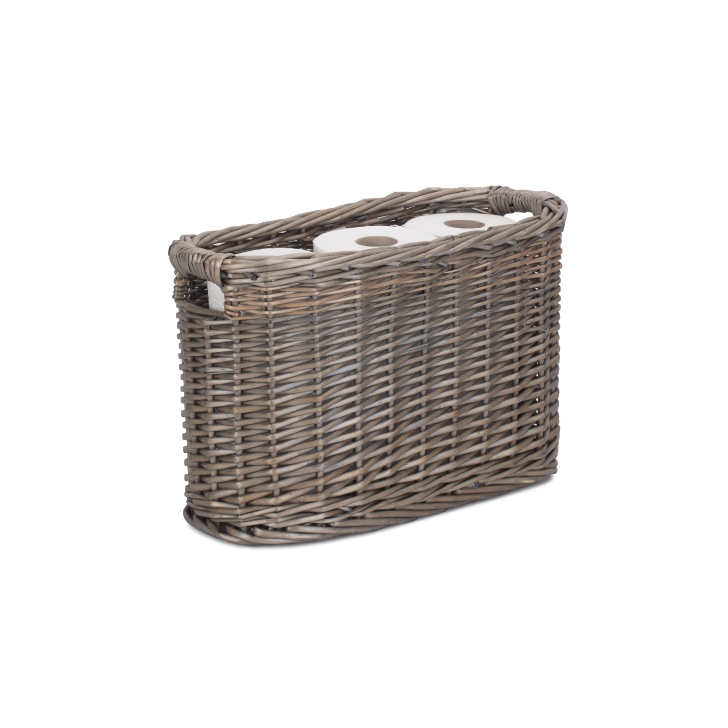 Antique Wash Willow Oval Toilet and Bathroom Organiser Basket