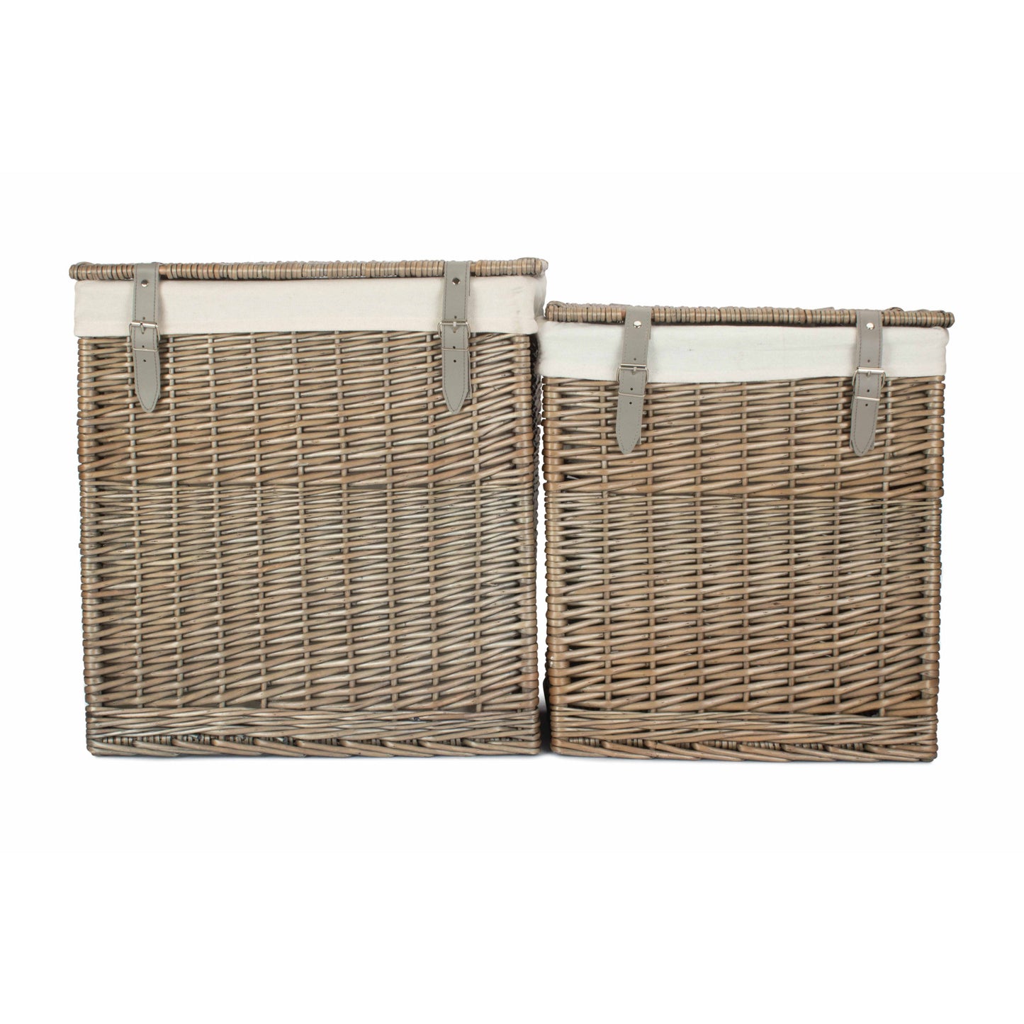 Boutique Antique Wash Willow Storage Laundry Hamper with Lining Set 2