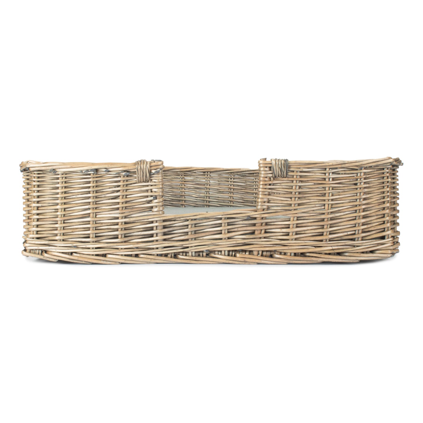 Medium Rectangular Willow Dog Pet Bed with Cushion