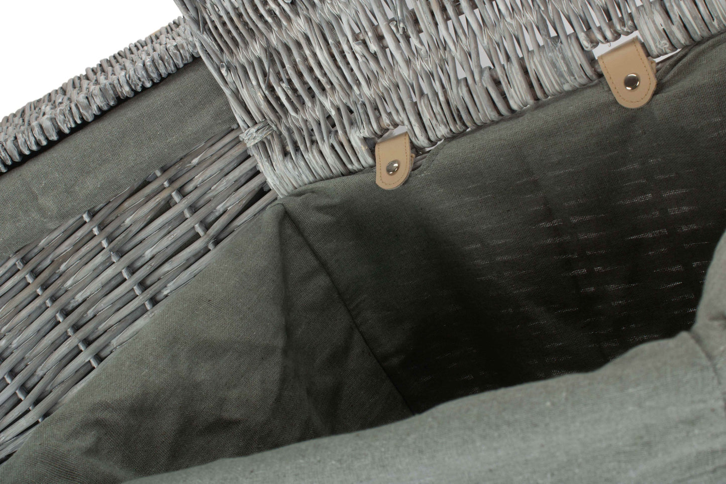 Grey Wash Willow Square Laundry Basket with Grey Sage Lining Set of 2