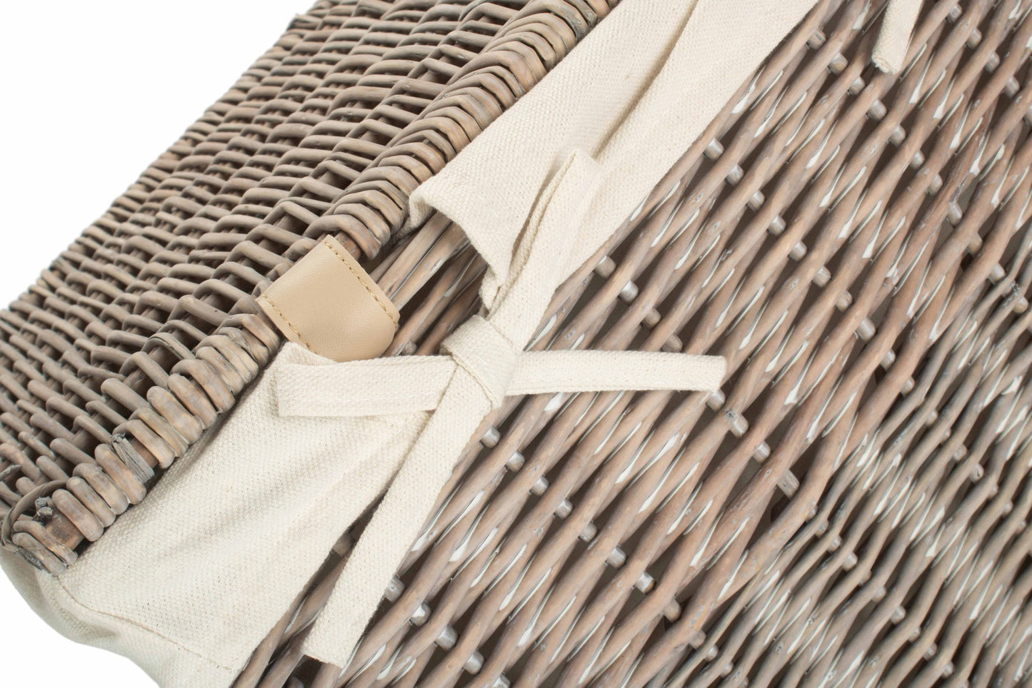 Grey Wash Willow Slim Laundry Hamper Basket with White Lining
