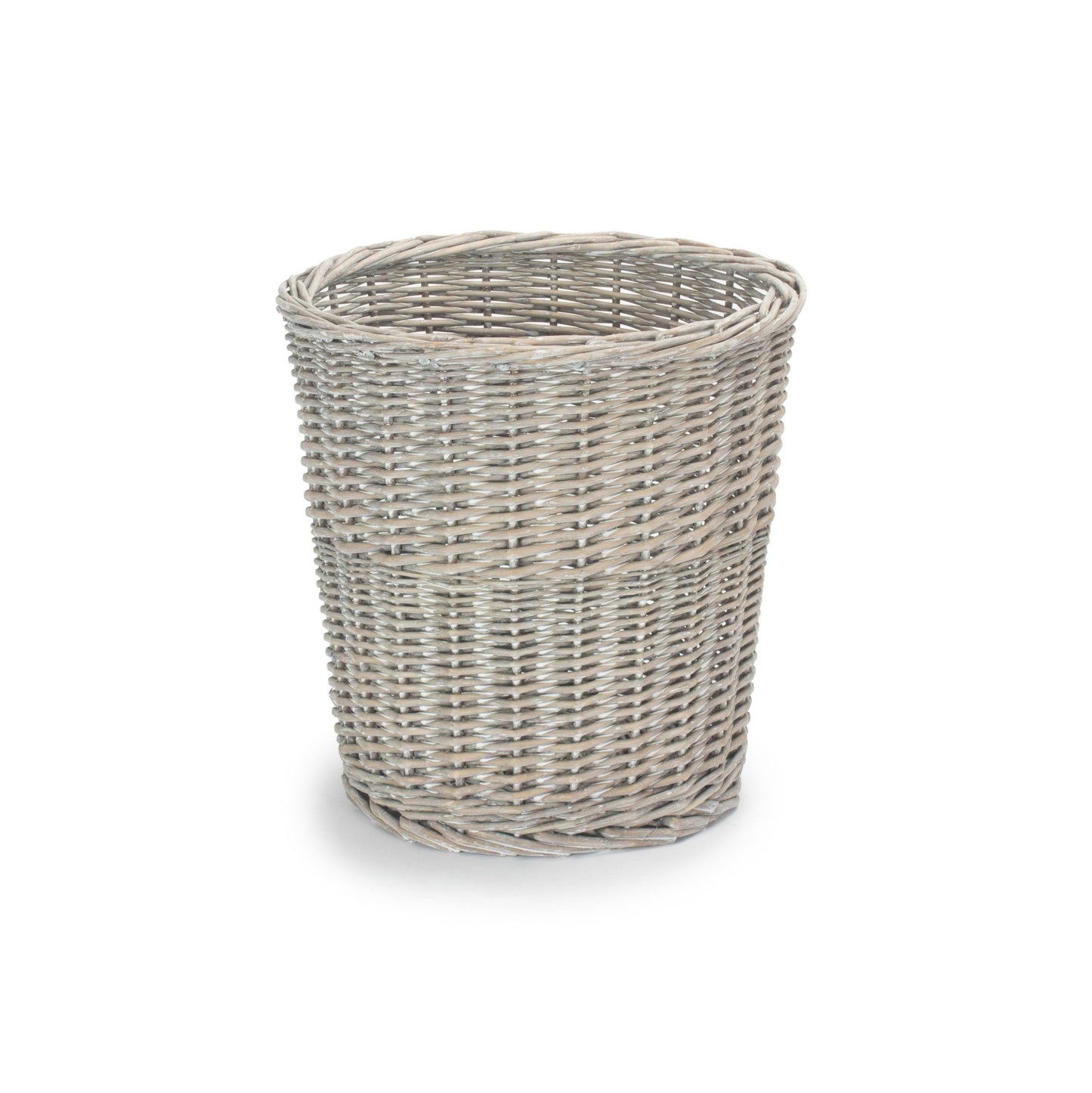 Grey Wash Willow Round Waste Paper Bin