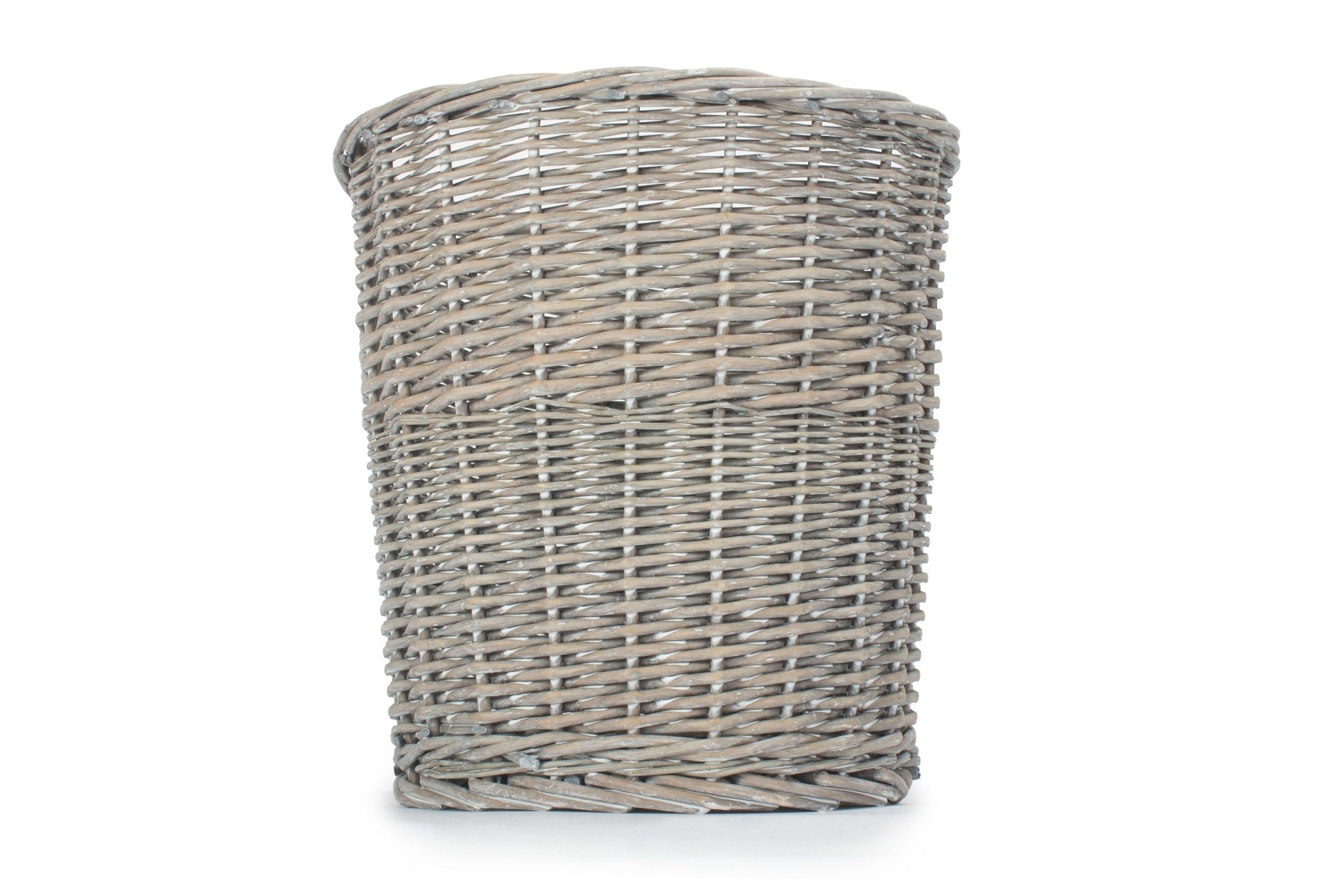 Grey Wash Willow Round Waste Paper Bin