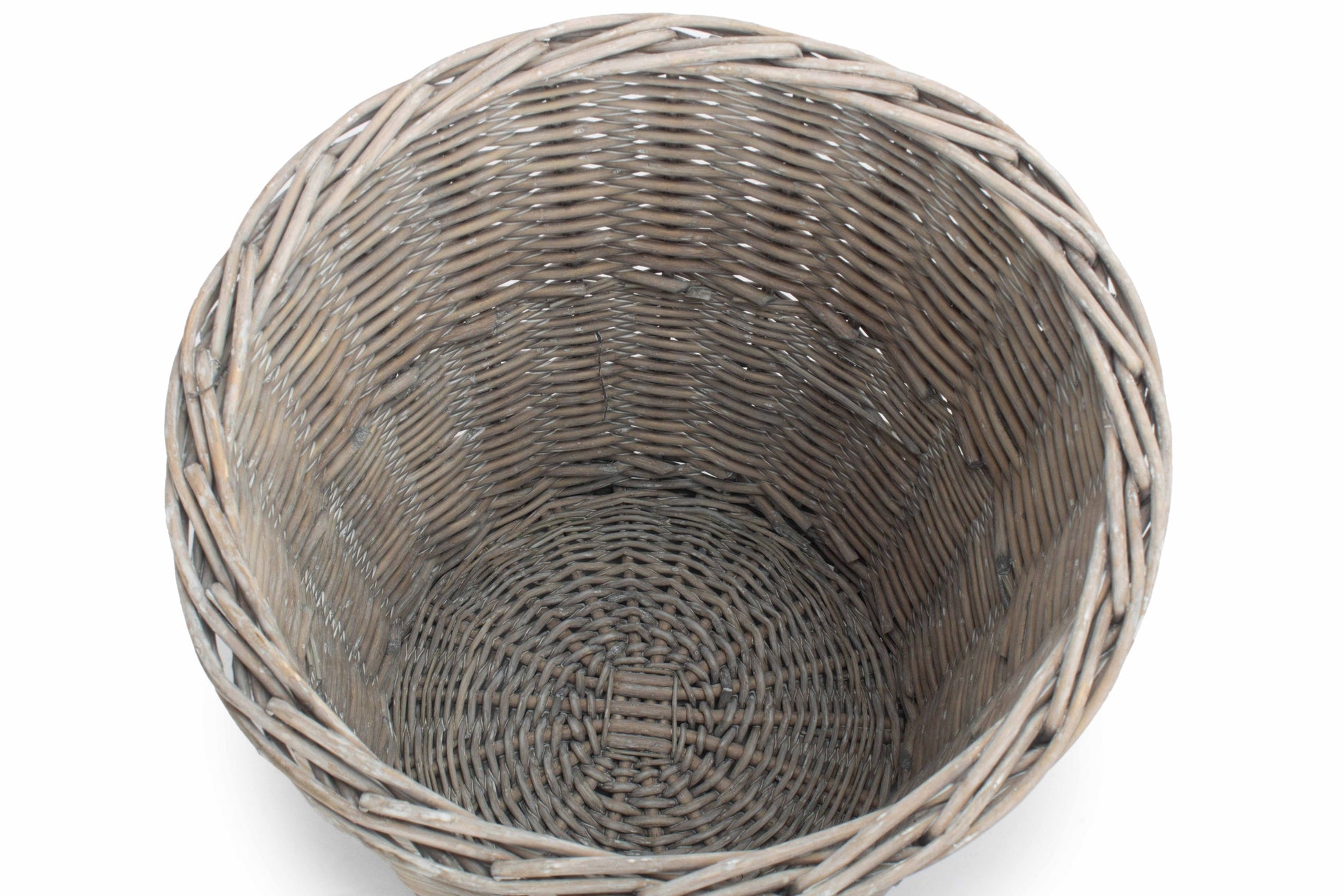 Grey Wash Willow Round Waste Paper Bin