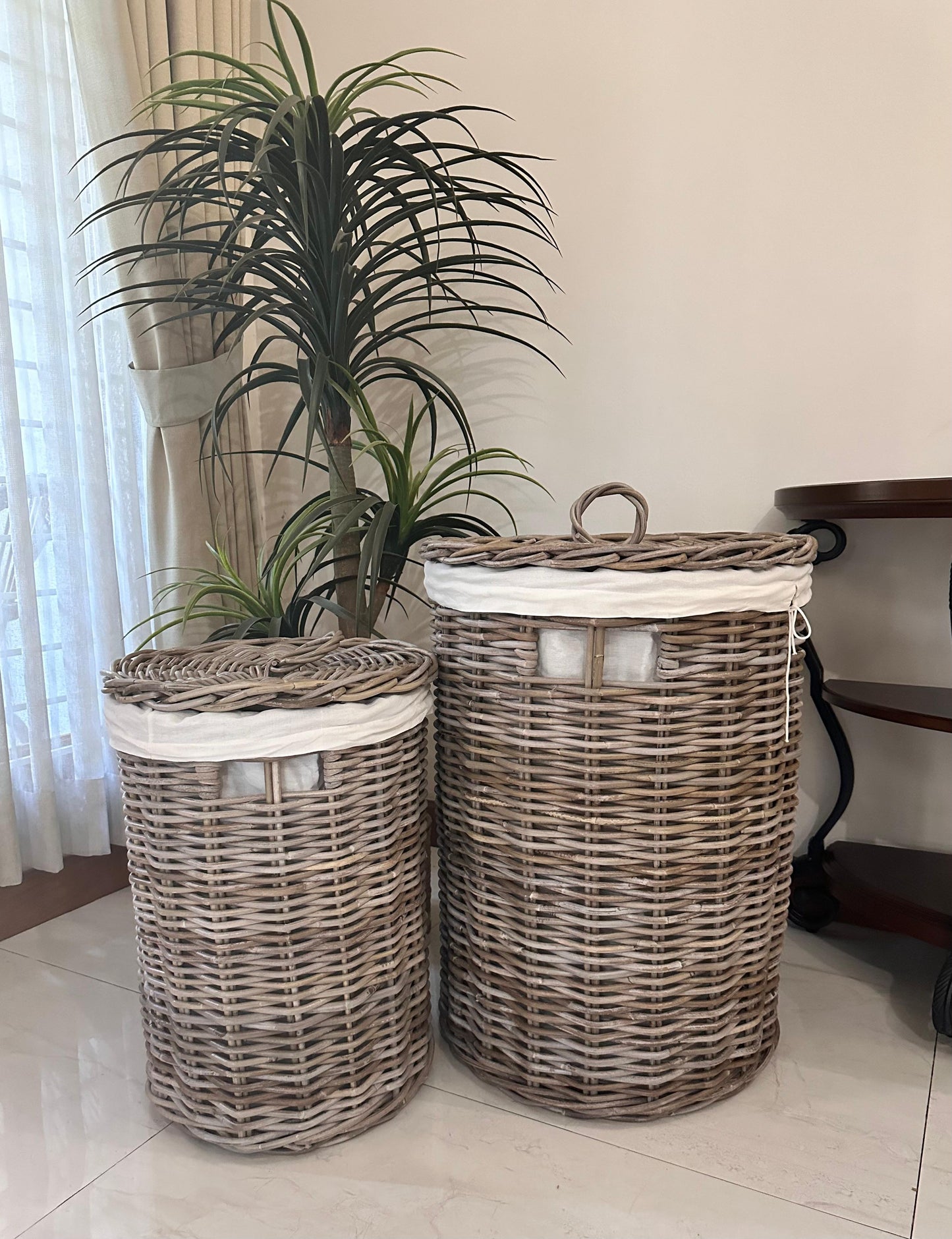 Wovenhill Round Kubu Rattan Laundry Baskets
