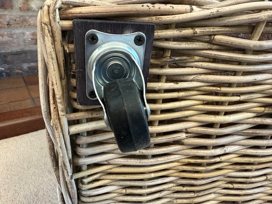 Wovenhill Kubu Rattan Log Baskets with Wheels and Hoop Handles