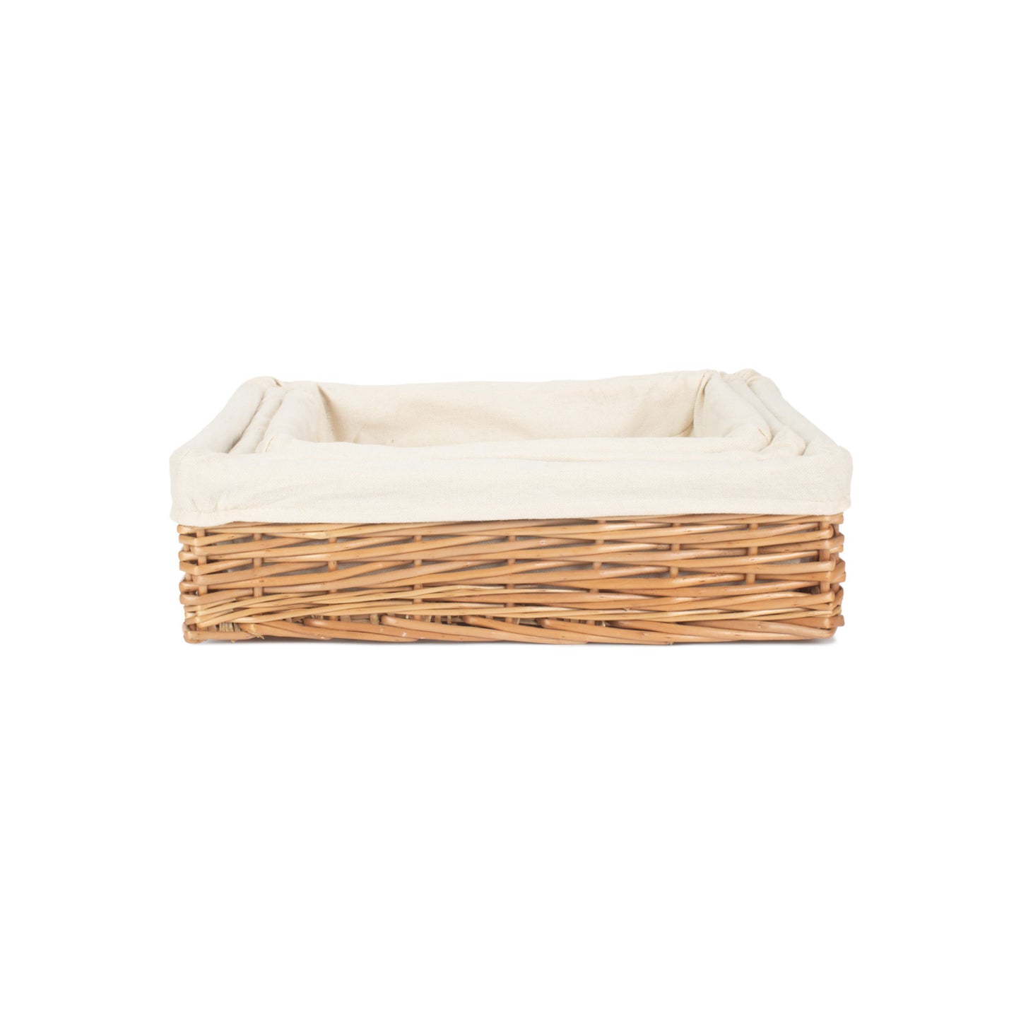 Lined Rectangular Straight-Sided Tray Basket Set 3