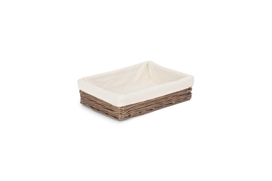 Medium Lined Antique Wash Straight Sided Tray Basket