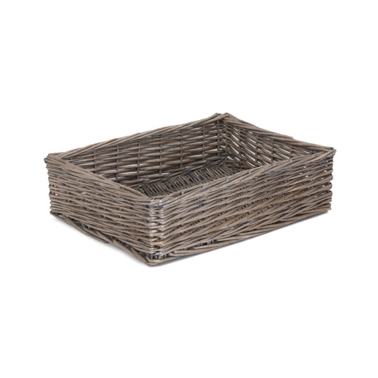 Large Antique Wash Straight-Sided Tray Basket