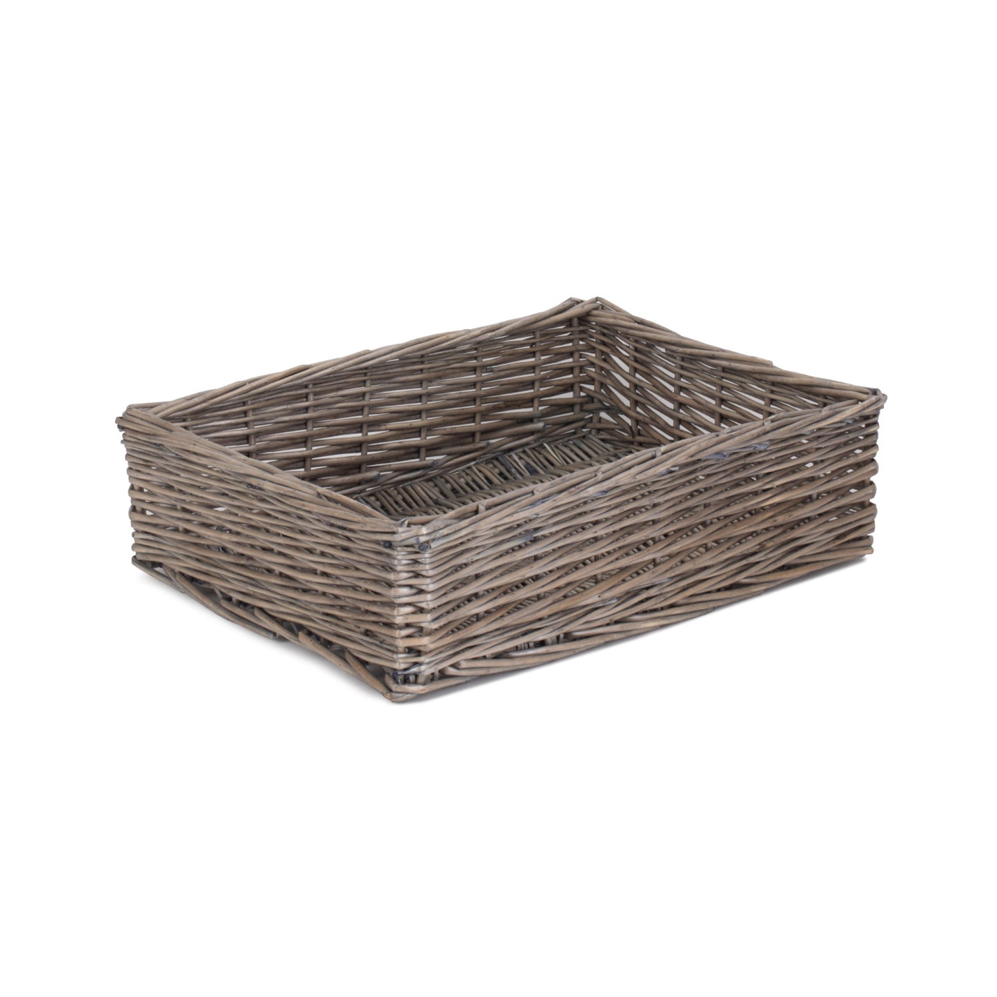 Large Antique Wash Straight-Sided Tray Basket