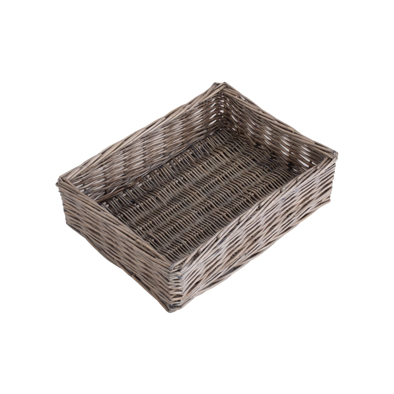Large Antique Wash Straight-Sided Tray Basket