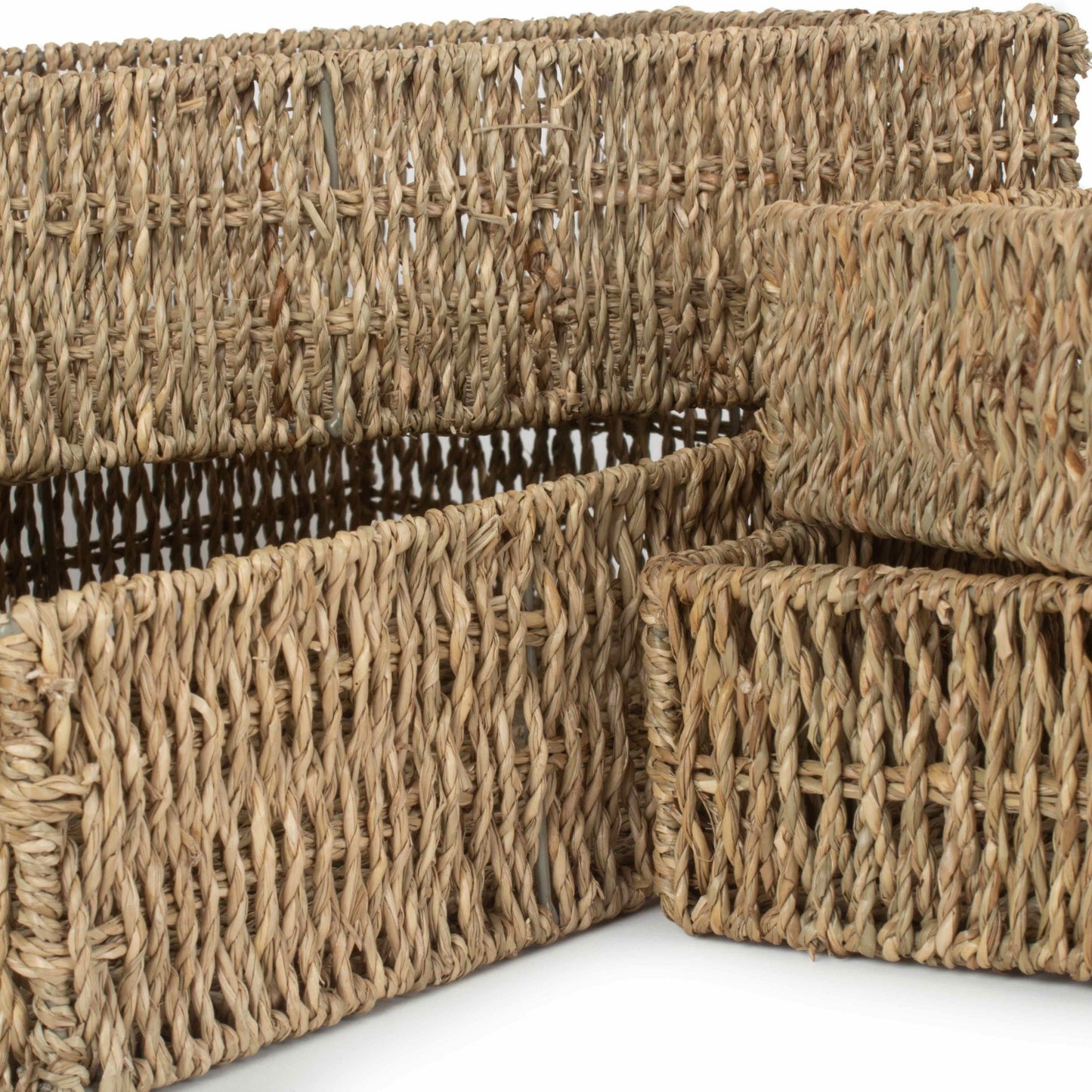 Set 4 Rectangular Seagrass Tray Baskets