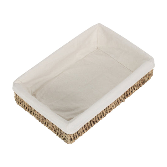 Small Lined Rectangular Seagrass Tray Basket
