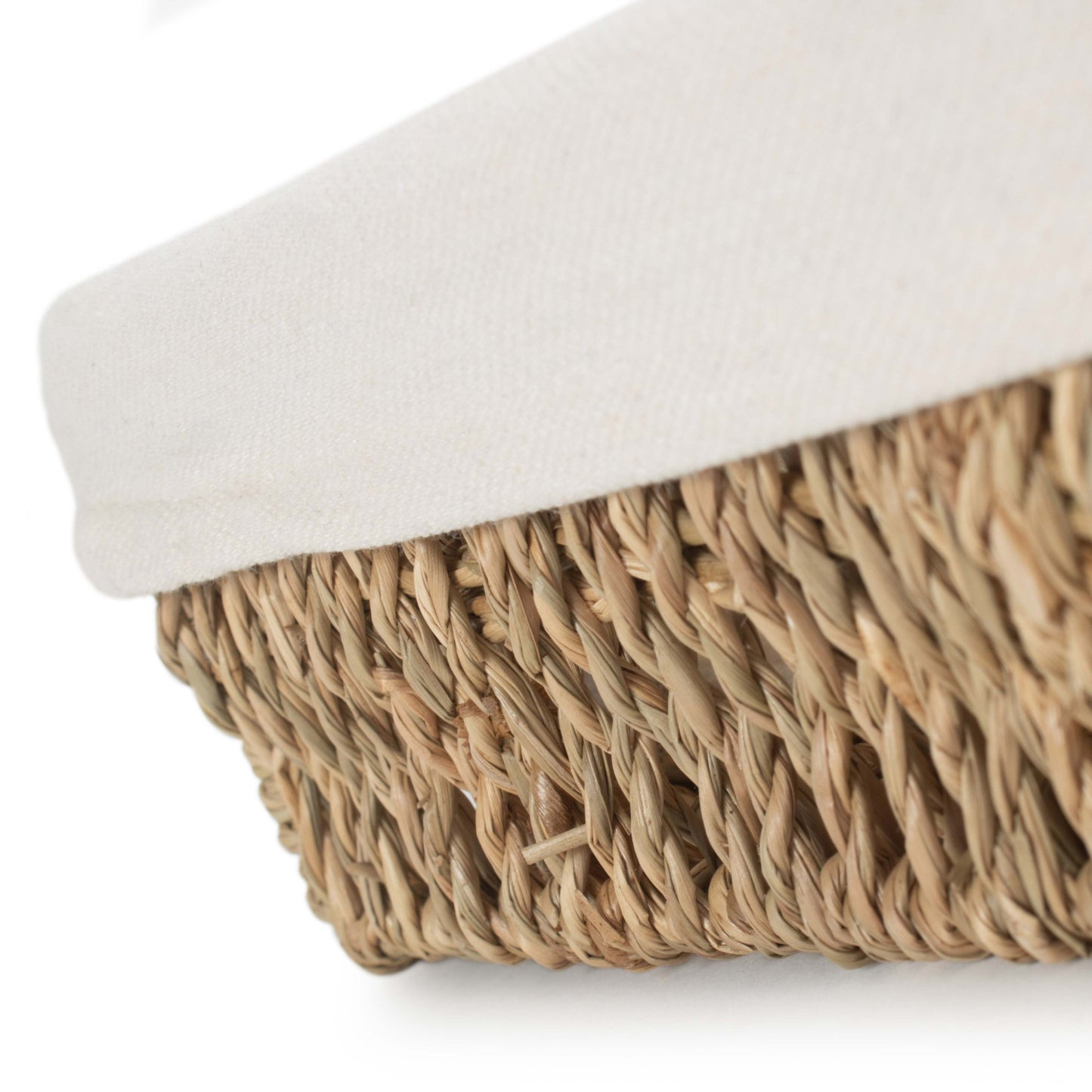 Small Lined Rectangular Seagrass Tray Basket