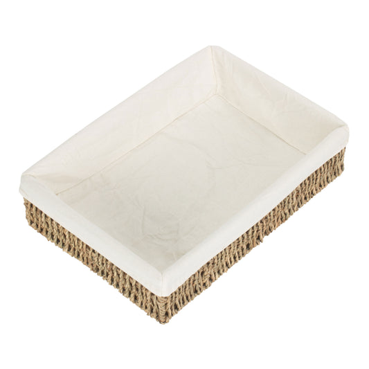 Medium Lined Rectangular Seagrass Tray Basket