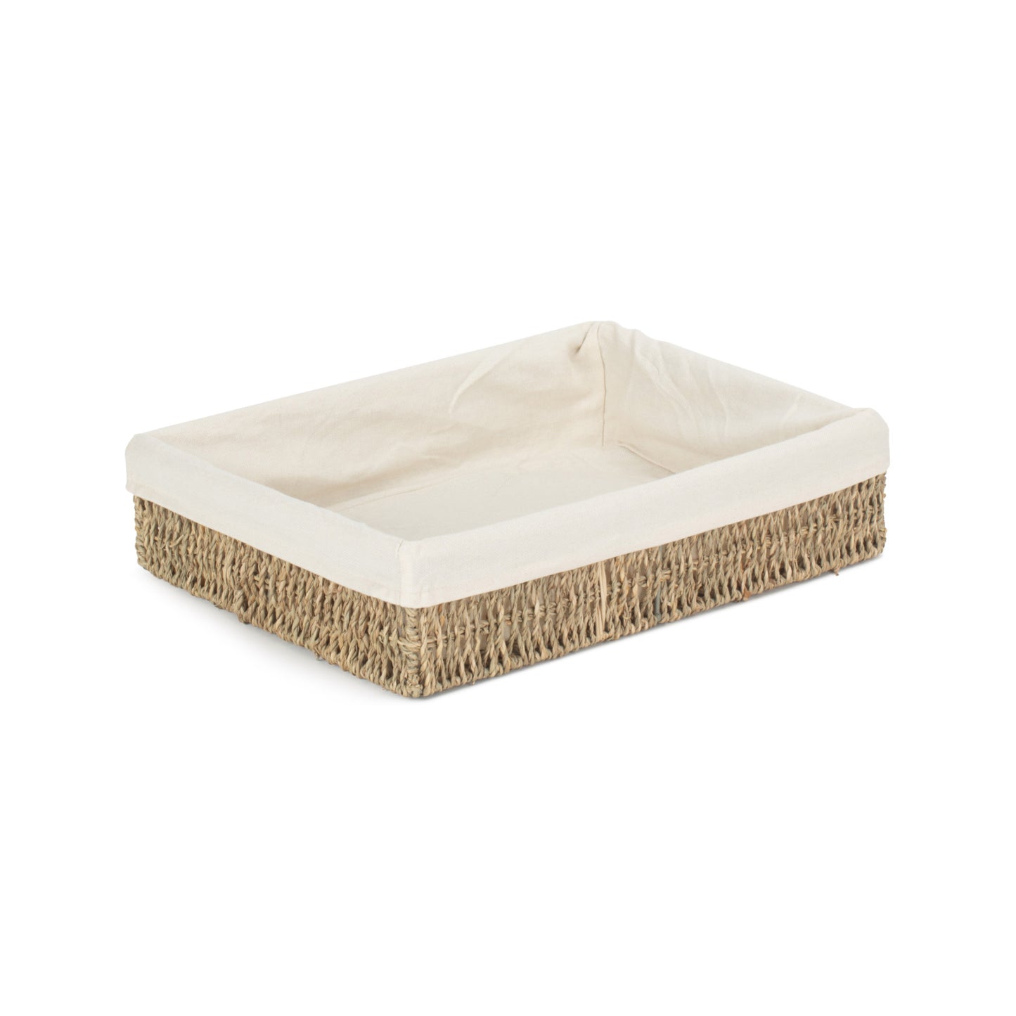 Large Lined Rectangular Seagrass Tray Basket