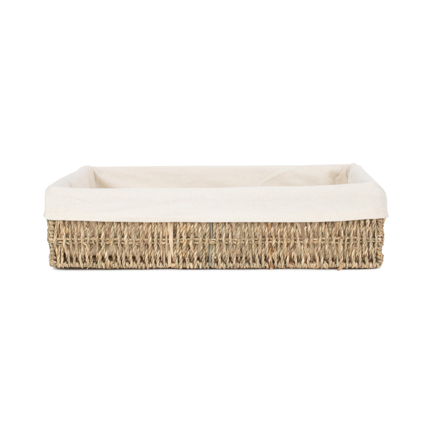 Large Lined Rectangular Seagrass Tray Basket