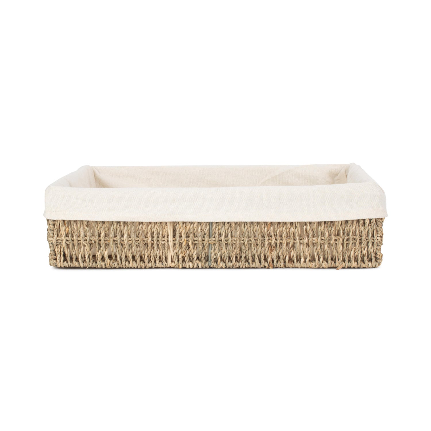 Large Lined Rectangular Seagrass Tray Basket