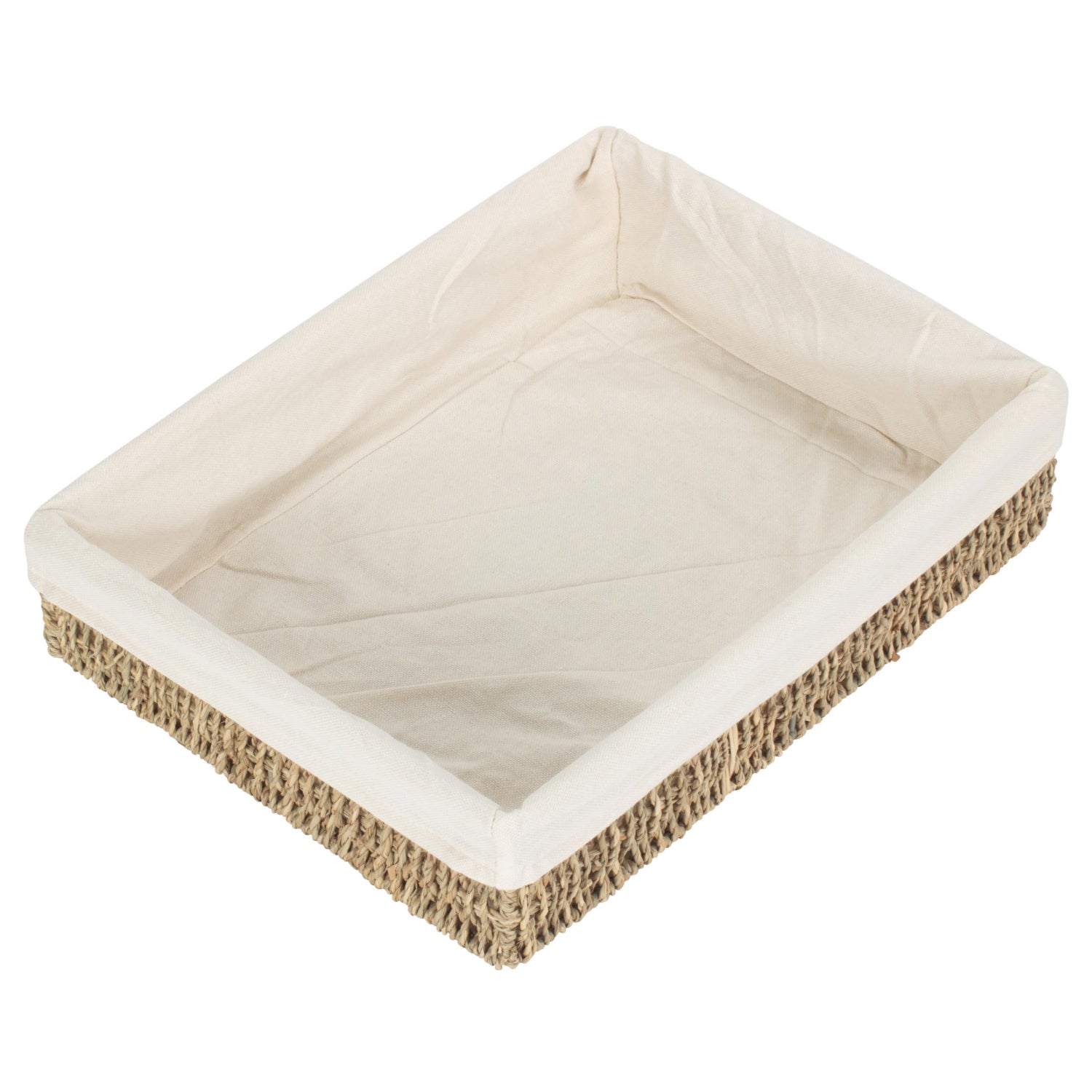 Large Lined Rectangular Seagrass Tray Basket