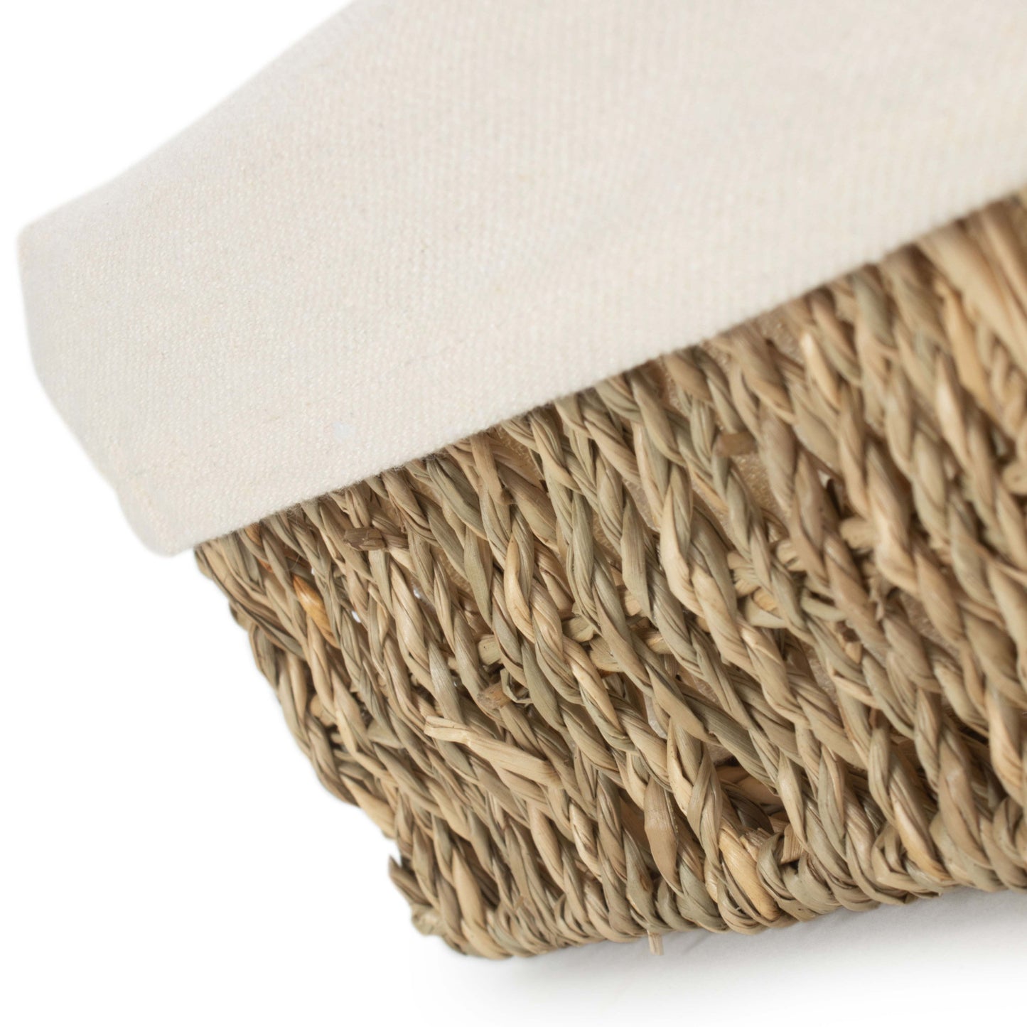 Large Lined Rectangular Seagrass Tray Basket